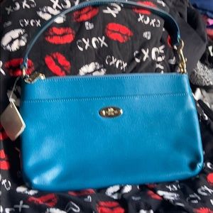 Blue/green Coach large Wristlet